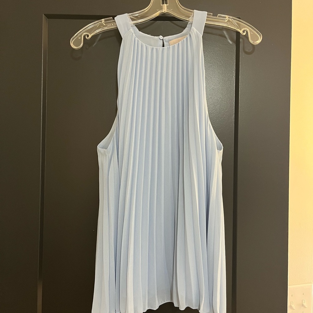 H&M Light Blue Sleeveless Pleated Blouse